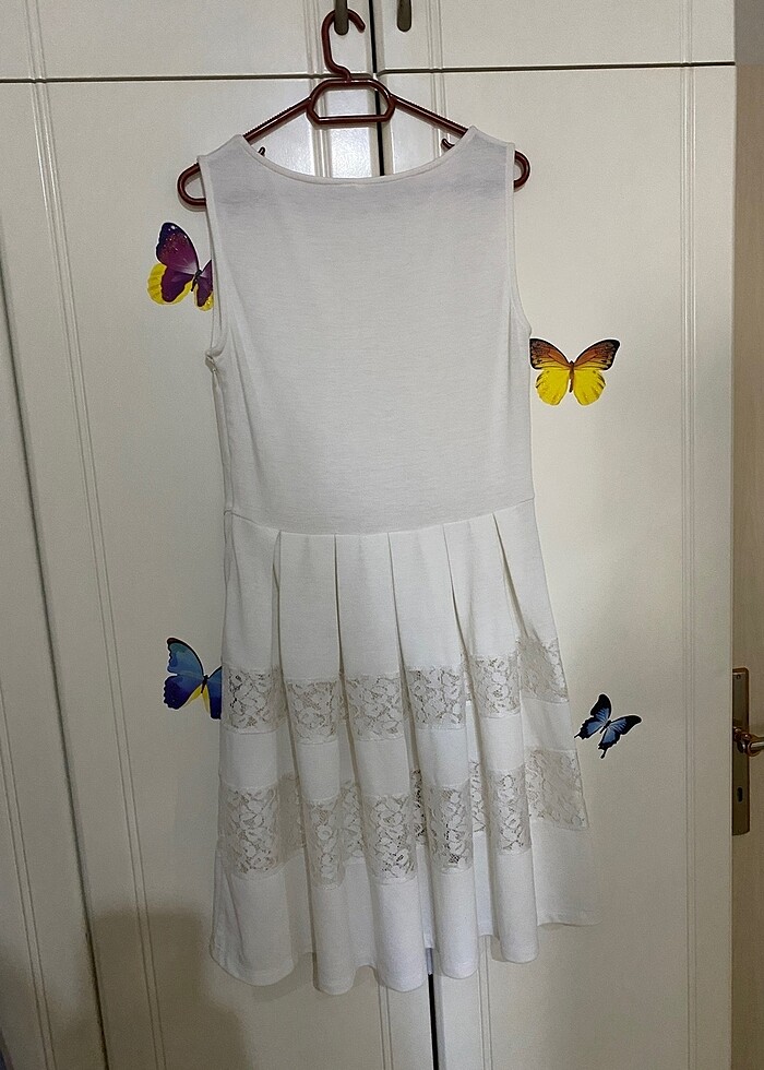 Beyaz Dantelli Plaj Elbisesi - Görsel 3