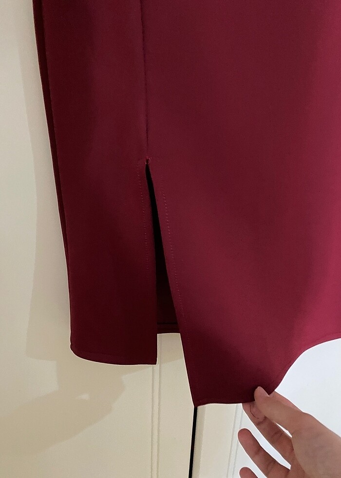 Bordo Kısa Abiye Elbise - Görsel 3