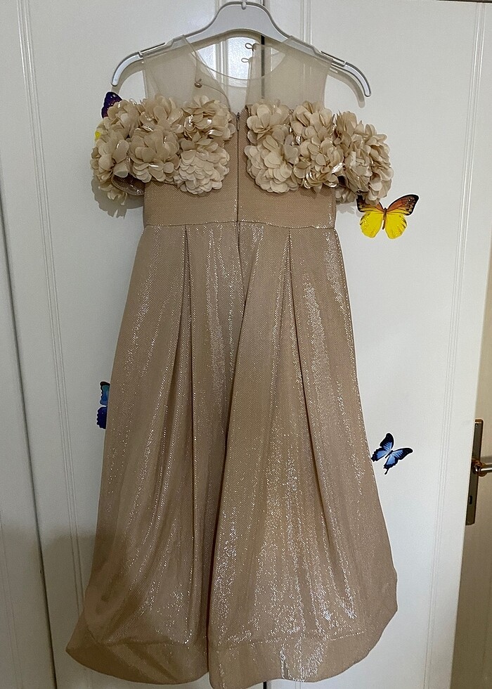 Çiçekli Çocuk Abiye Elbise - Görsel 4