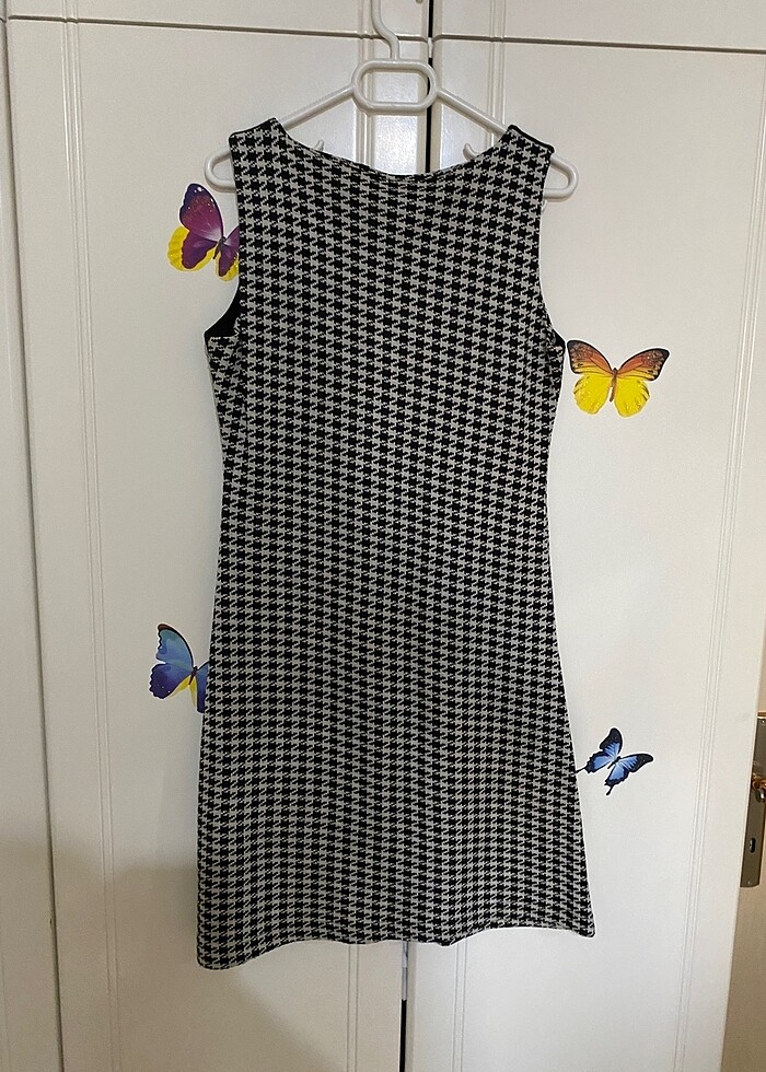 Kazayağı Desenli Mini Elbise - Görsel 2