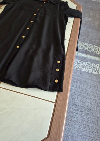 Düğmeli Siyah Uzun Kollu ayrobin kumaş - Görsel 7