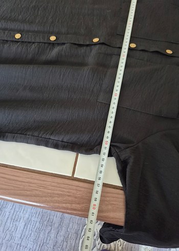 Düğmeli Siyah Uzun Kollu ayrobin kumaş - Görsel 5