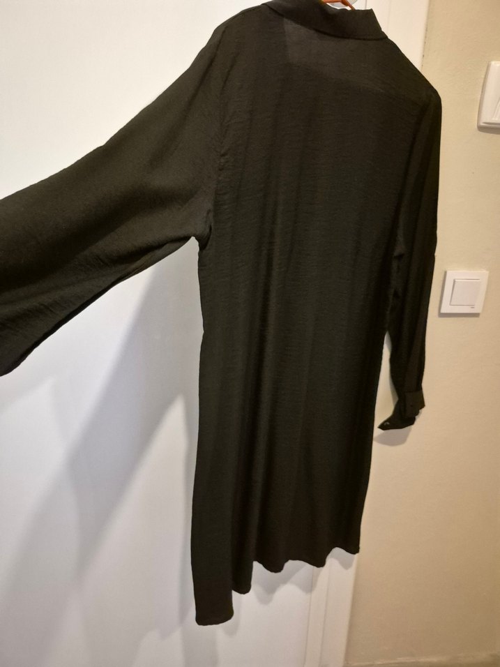 Düğmeli Siyah Uzun Kollu ayrobin kumaş - Görsel 4