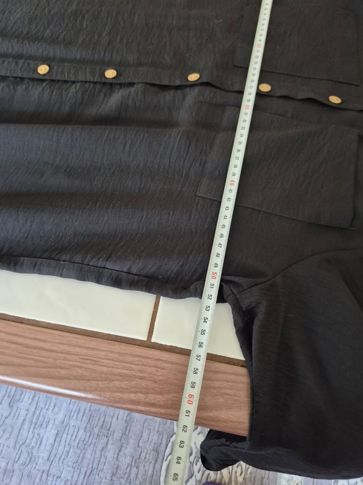 Düğmeli Siyah Uzun Kollu ayrobin kumaş - Görsel 5