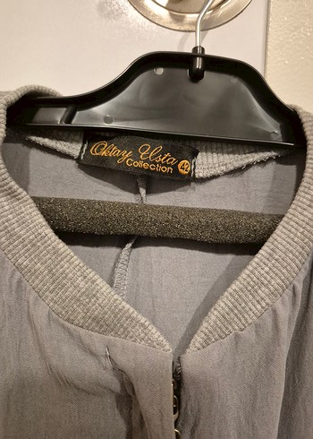 Gri Uzun ayrobin kumaş ferace - Görsel 4