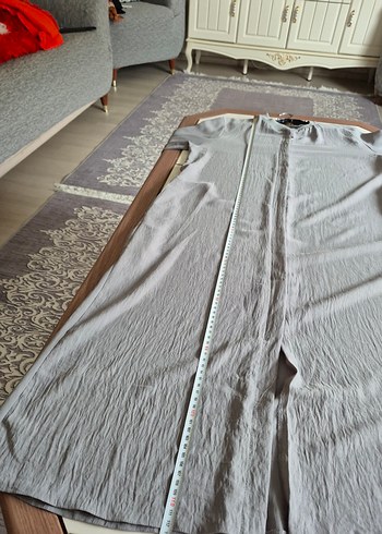 Gri Uzun ayrobin kumaş ferace - Görsel 6