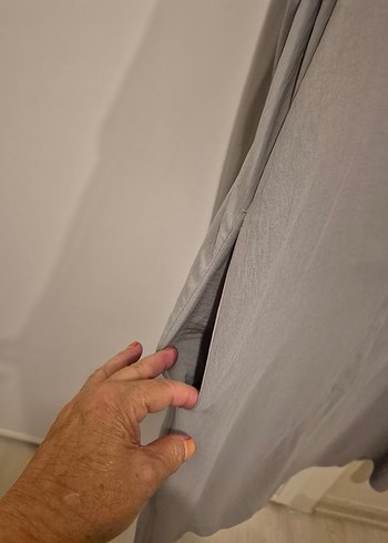 Gri Uzun ayrobin kumaş ferace - Görsel 3