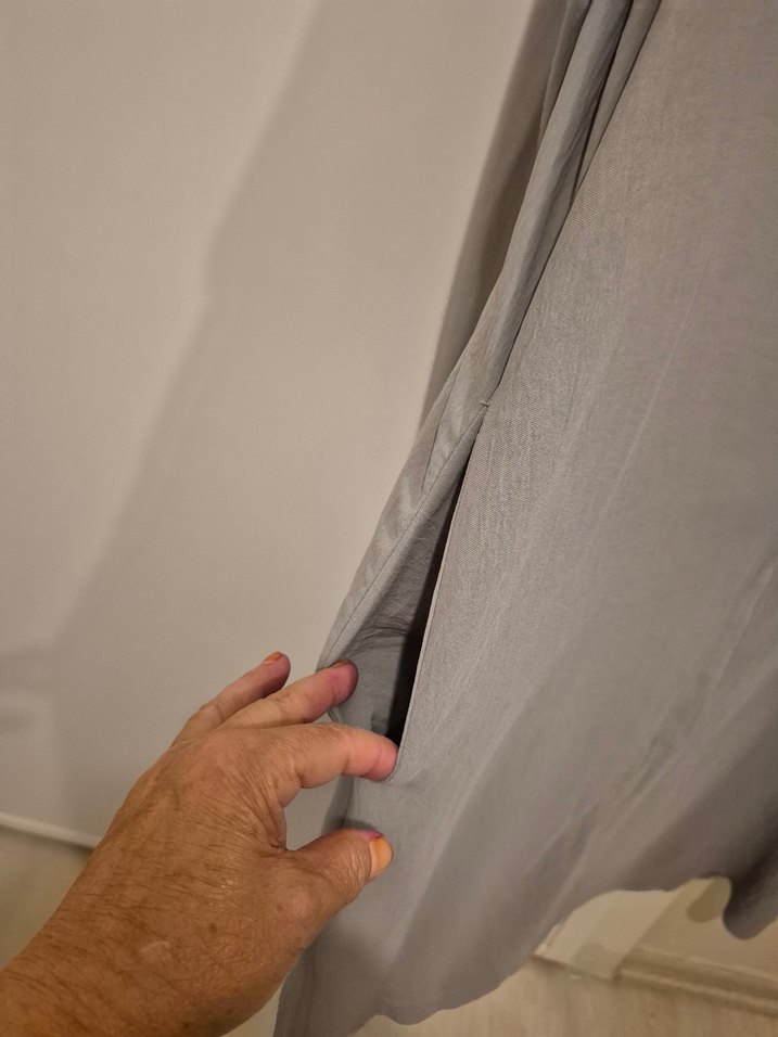 Gri Uzun ayrobin kumaş ferace - Görsel 3