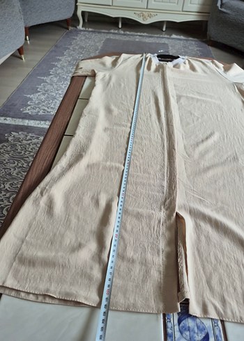 Bej Uzun ayrebin kumaş ferace - Görsel 6