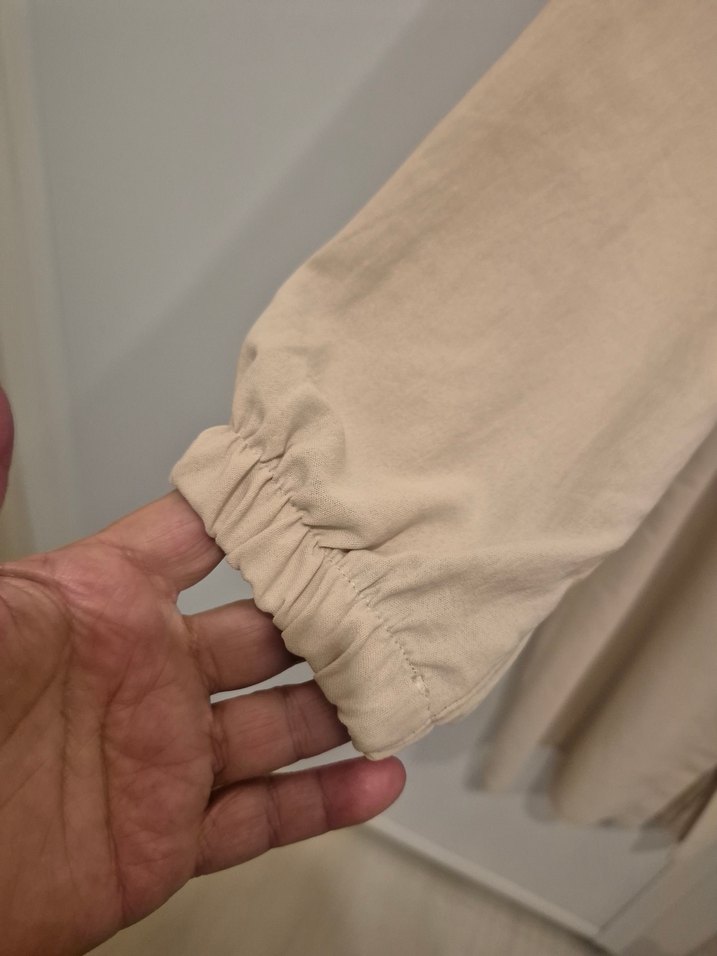 Bej Uzun ayrebin kumaş ferace - Görsel 3