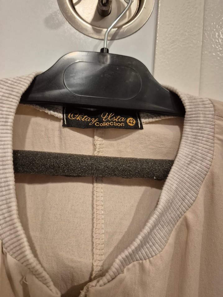 Bej Uzun ayrebin kumaş ferace - Görsel 2