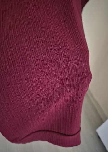 Bordo Kadın Midi Tunik, Uzun Kollu, Salaş Kesim - Görsel 6