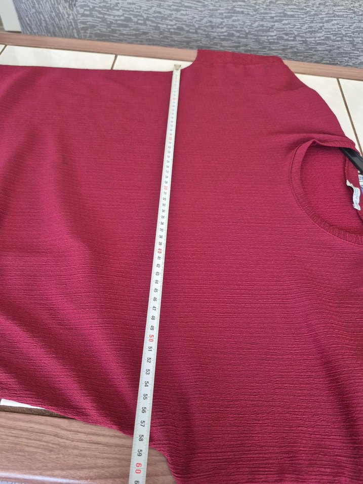 Bordo Kadın Midi Tunik, Uzun Kollu, Salaş Kesim - Görsel 5