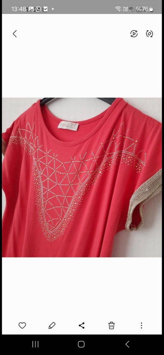 Kısa Kollu taşlı yazlık Tunik - Görsel 4