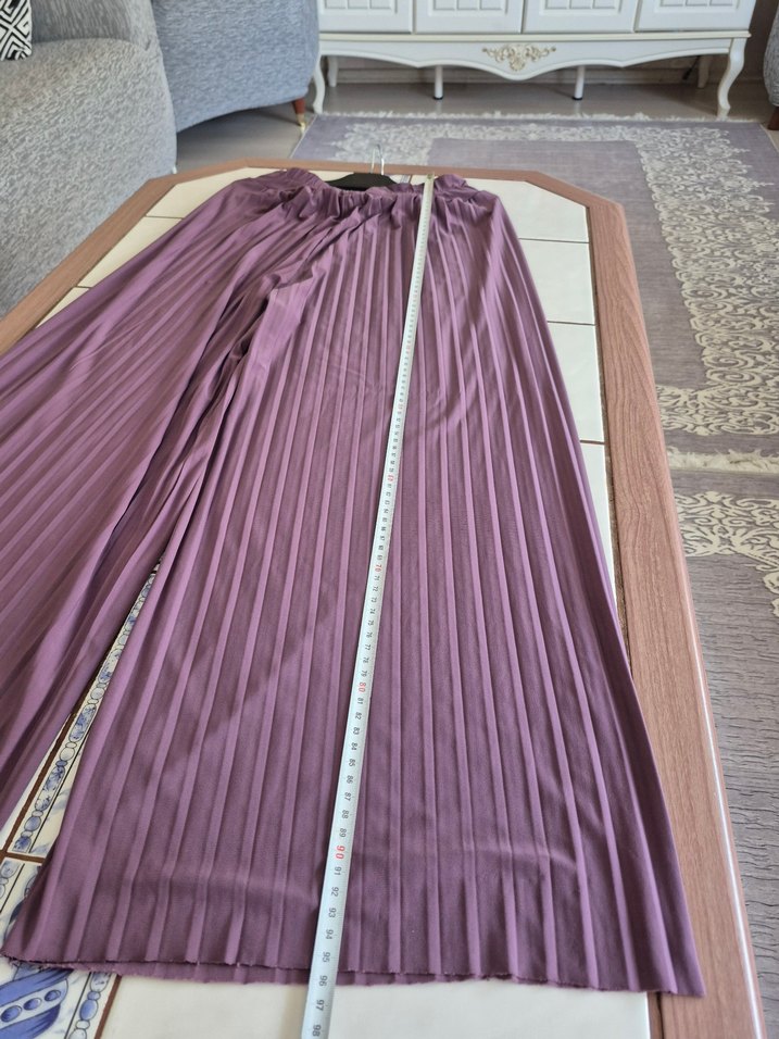 lila Uzun Kollu Salaş Kadın sandi  kumaş  ikili  takım - Görsel 5