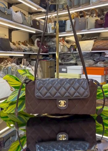 Chanel Kahverengi Kapitone Omuz Cantasi
