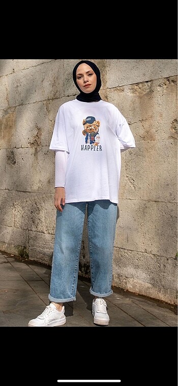 Ayıcık Desenli Kadın Tshirt