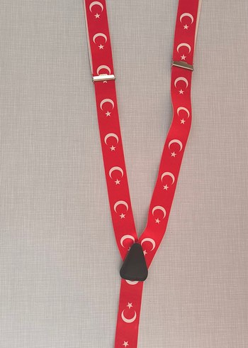 Kırmızı Ay Yıldız Desenli Erkek Askısı - Görsel 2