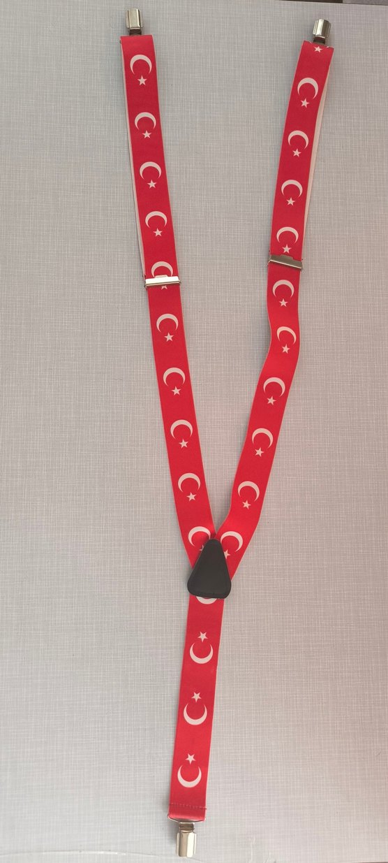 Kırmızı Ay Yıldız Desenli Erkek Askısı - Görsel 2
