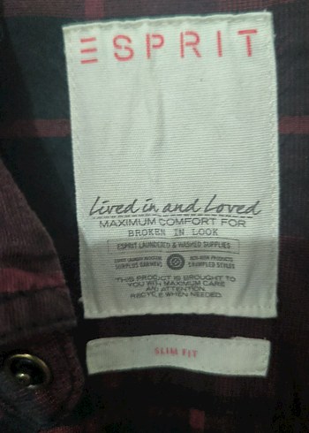 Esprit Bordo Düğmeli Erkek Gömlek - Görsel 4