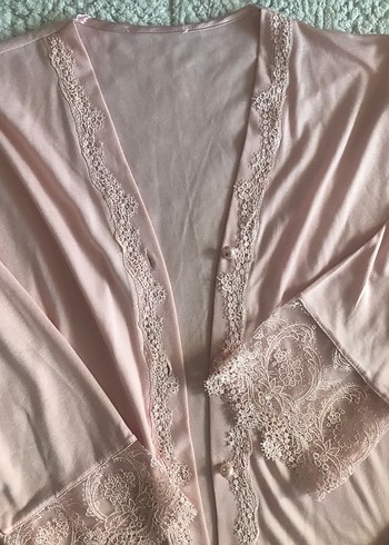 Uzun Kollu Pembe Bohem Kadın Pijama Üstü - Görsel 2