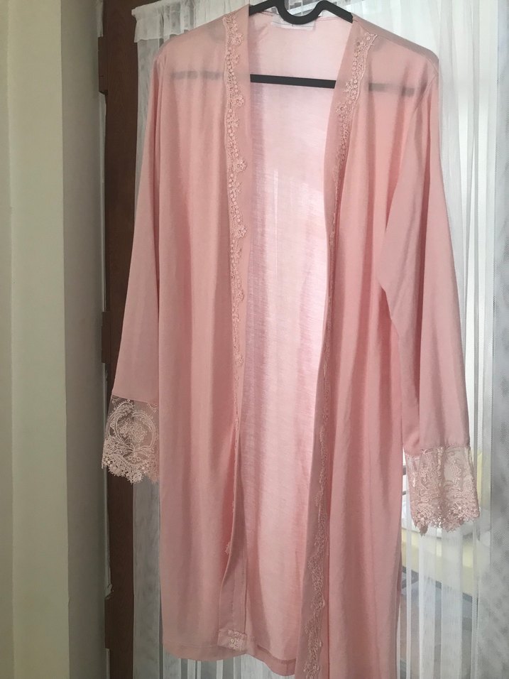 Uzun Kollu Pembe Bohem Kadın Pijama Üstü - Görsel 5
