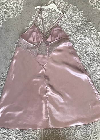 Pembe Saten Midi Bohem Gecelik - Görsel 2