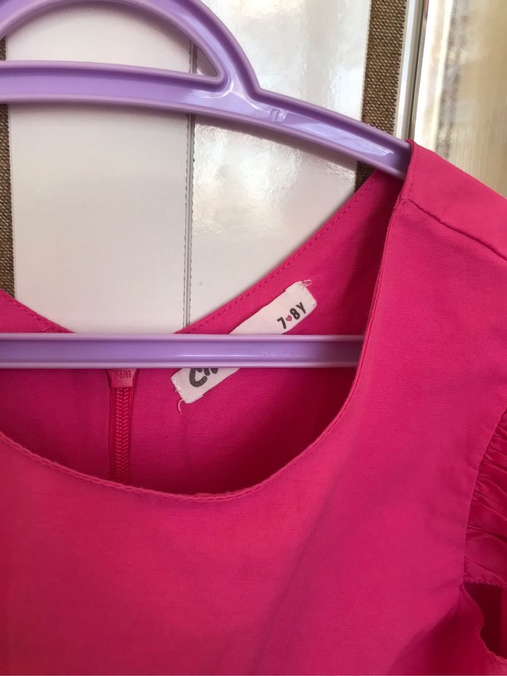 Pembe Fırfırlı Kız Çocuk Elbise - Görsel 2