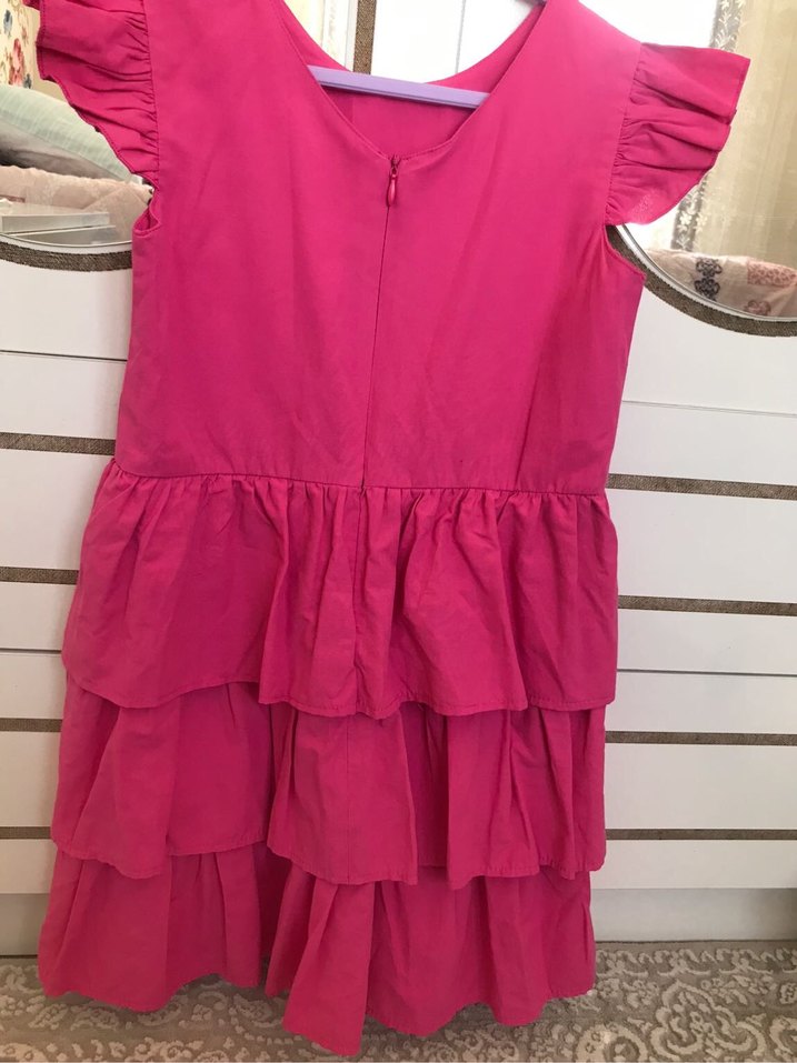 Pembe Fırfırlı Kız Çocuk Elbise - Görsel 3