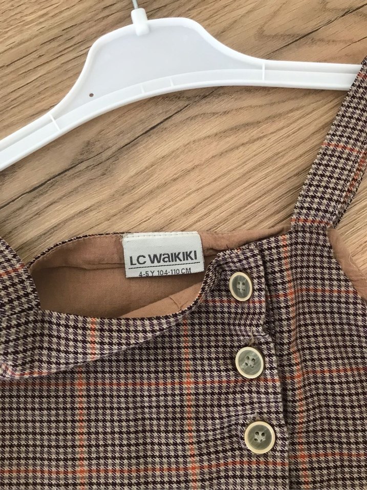 Kareli Pilili Kız Çocuk Elbisesi - Görsel 2