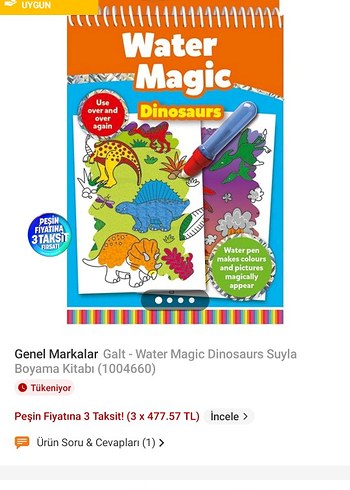 Renkli Suyla Renklendirilebilir Dinozor Kitabı - Görsel 4