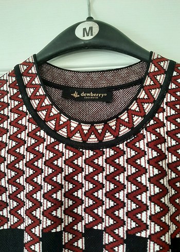 Bordo Desenli Yüksek Yakalı Kolsuz Triko kazak - Görsel 2