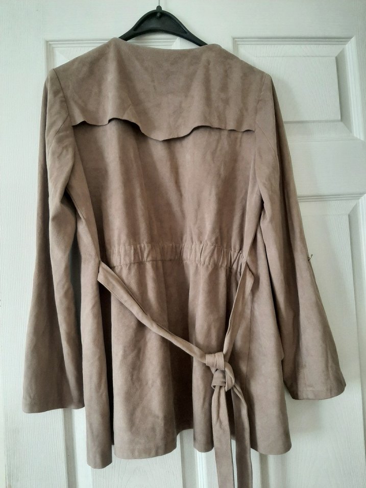 Bej Süet Salaş Midi  Ceketi - Görsel 2