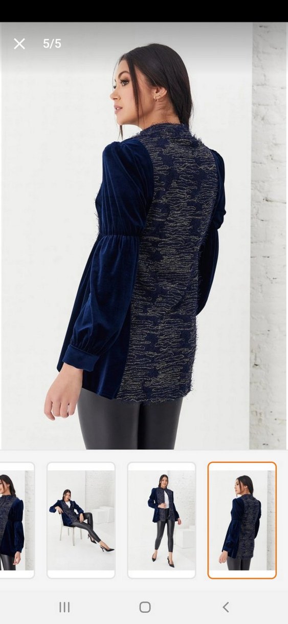 Kadın Lacivert Kadife Ceket - Görsel 5