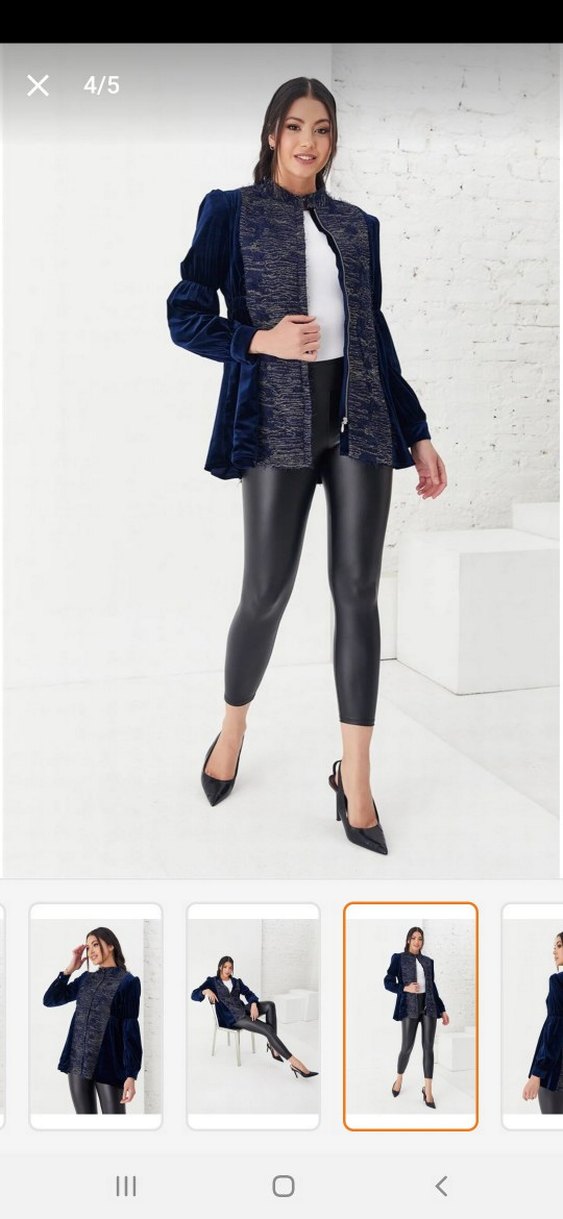 Kadın Lacivert Kadife Ceket - Görsel 4