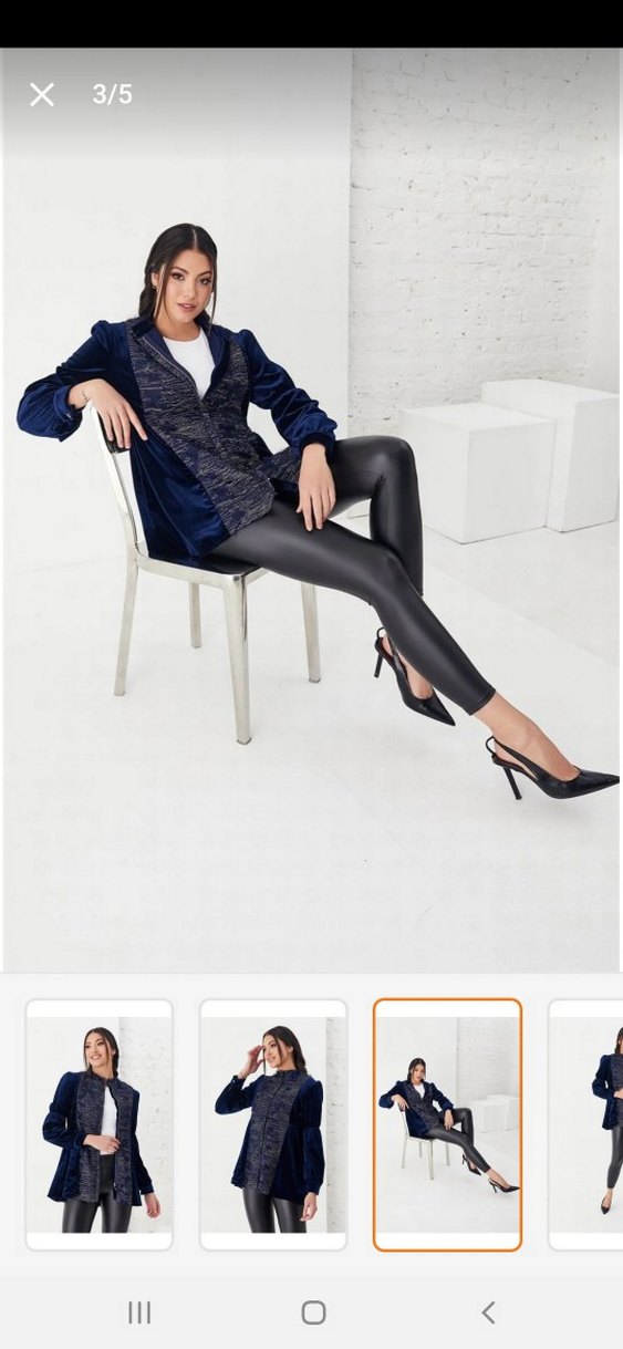 Kadın Lacivert Kadife Ceket - Görsel 3