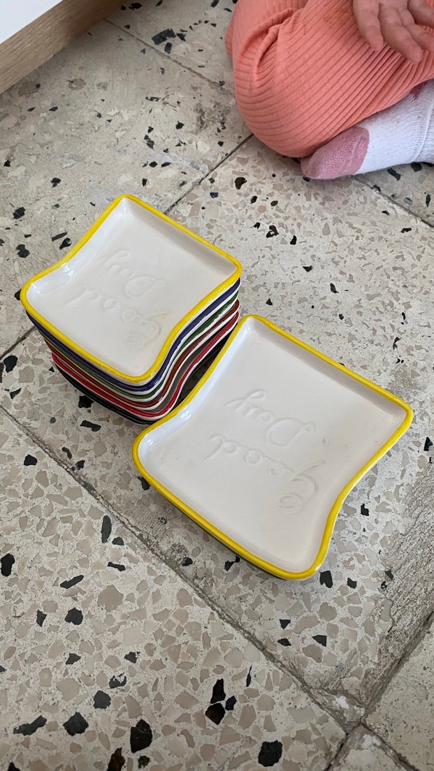 Renkli Kenarlı Seramik Atıştırmalık Tabakları - Görsel 3