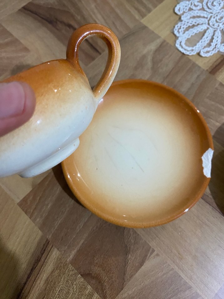 Mavi ve Kahverengi Seramik Fincan Seti - Görsel 2