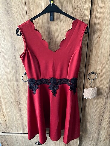 Bordo mini elbise