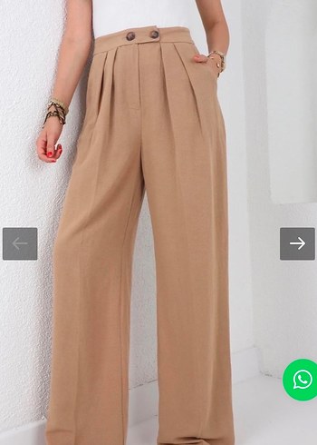 Zara Bej Kadın Keten Palazzo Pantolon