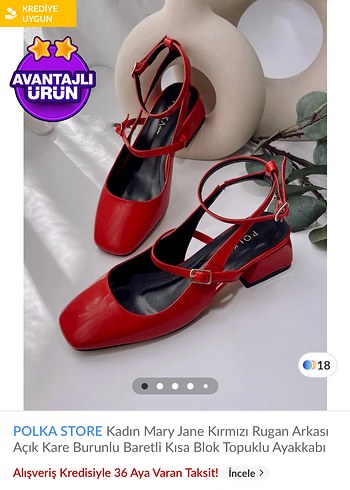 Zara Polka Store Kırmızı Rugan Mary Jane Kadın Ayakkabı