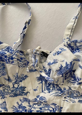 Bershka Mavi Desenli Pamuklu Straplez Büstiyer - Görsel 4
