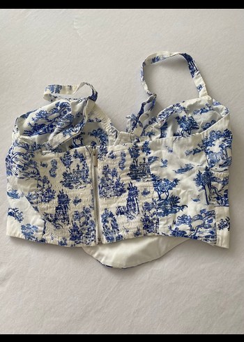 Bershka Mavi Desenli Pamuklu Straplez Büstiyer - Görsel 5