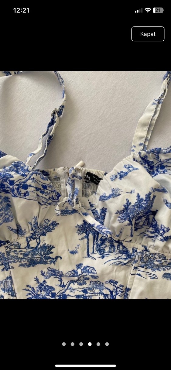 Bershka Mavi Desenli Pamuklu Straplez Büstiyer - Görsel 4