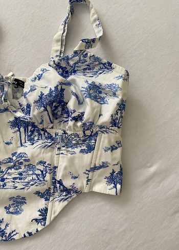 m Beden mavi Renk Bershka Mavi Baskılı Askılı Büstiyer