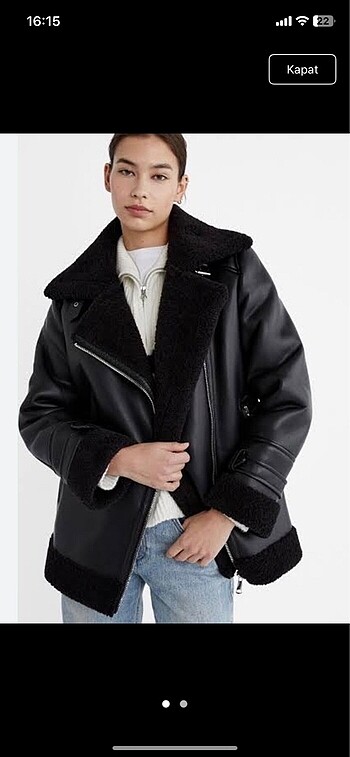 Stradivarius Siyah Kürklü Kaban Mont