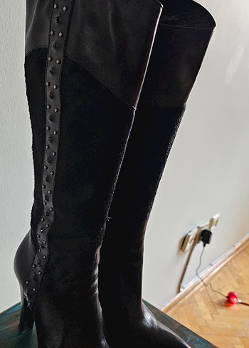 Siyah Deri Çizme nursace - Görsel 4