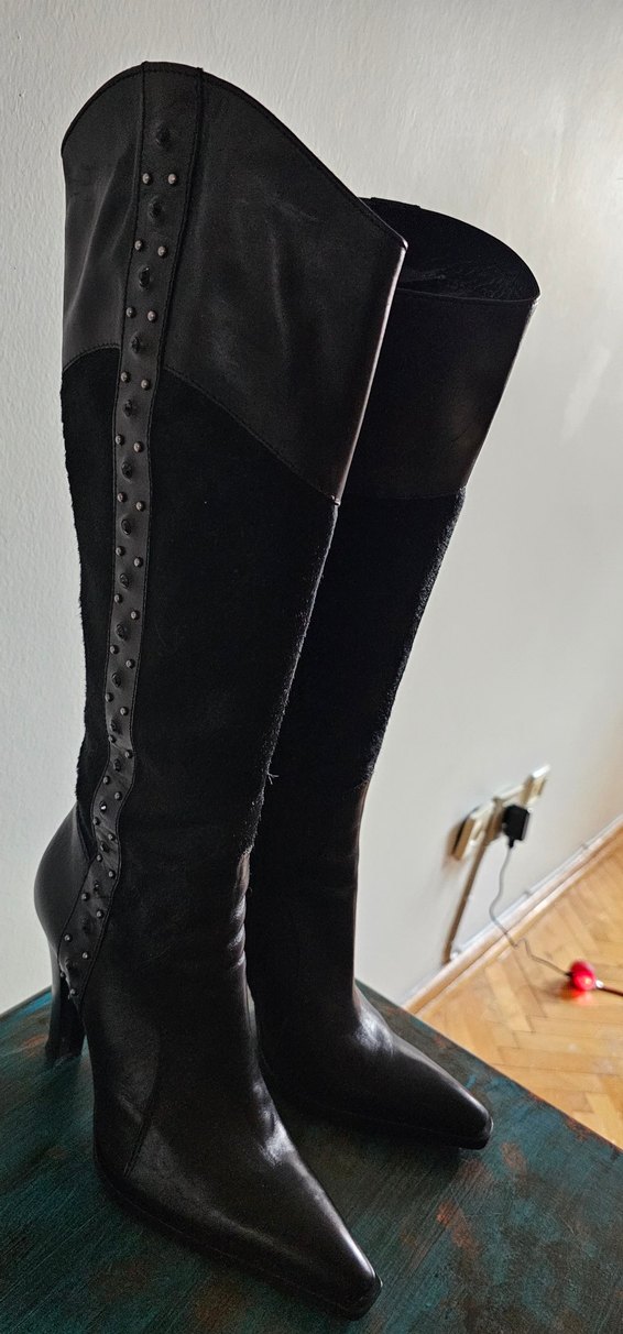 Siyah Deri Çizme nursace - Görsel 4