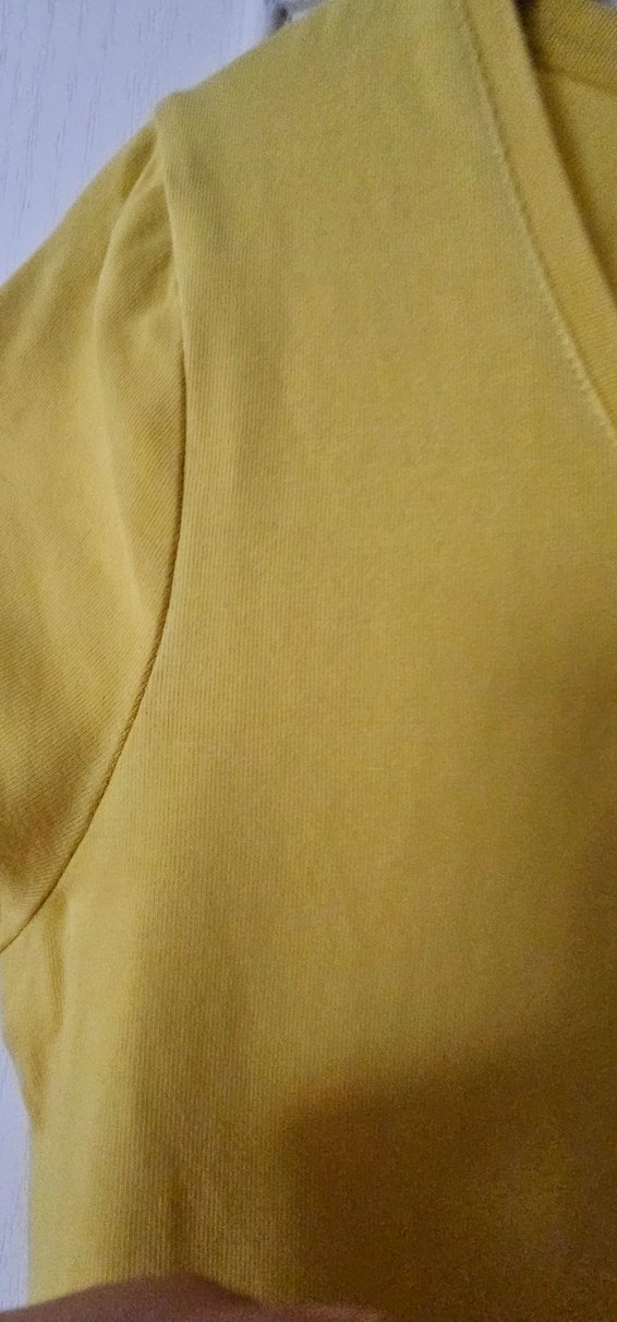 Sarı Kısa Kollu Basic Tişört - Görsel 2