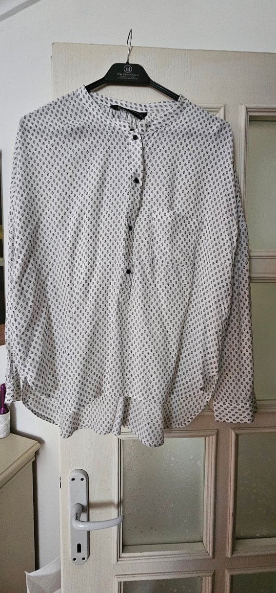 Düğmeli Beyaz Desenli Zara Gömlek - Görsel 4